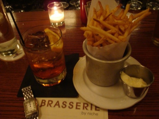 Champagne and pommes frites at Brasserie: a meal we'll surely be nostalgic about in 2020.