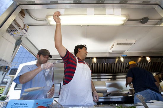 Left to right: Aaron Gray, John Cowlen and Greg Bailey on the Go! Gyro! Go! food truck. - Jennifer Silverberg