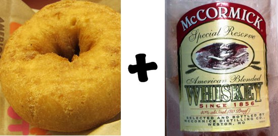 Old-Fashioned Donut, old-fashioned cocktail! Soak the dry pastry in McCormick whiskey, add a dash of bitters and a twist of lemon. It's a Don Draper Donut!