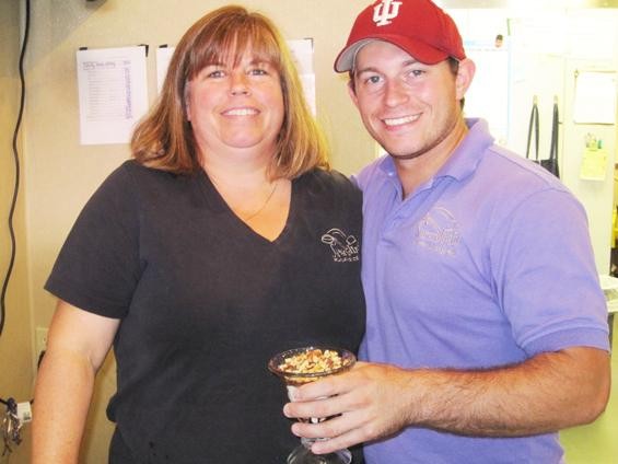 Beckie Jacobs, owner of Serendipity Homemade Ice Cream, with her son, Jason - Robin Wheeler