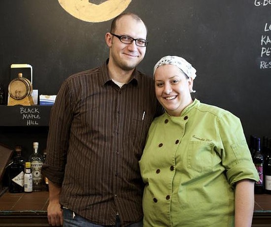 Husband and wife owners of Home Wine Kitchen, Josh Renbarger and Cassy Vires. - Jennifer Silverberg