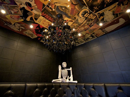 The very dark Sanctuaria, with some of its walls painted black, has a "Day of the Dead" overtone. View the full slideshow here. - Photo: Jennifer Silverberg