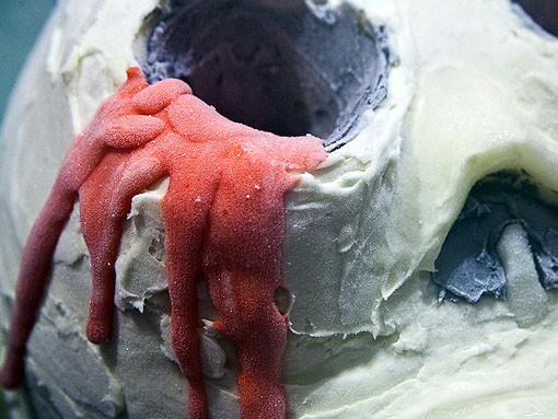 A detail shot of the crying skull. A sweet, yet morbid touch to a frosty treat. - PHOTO: STEW SMITH