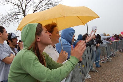 It rained steadily throughout the protest. - Photo: David Walthall