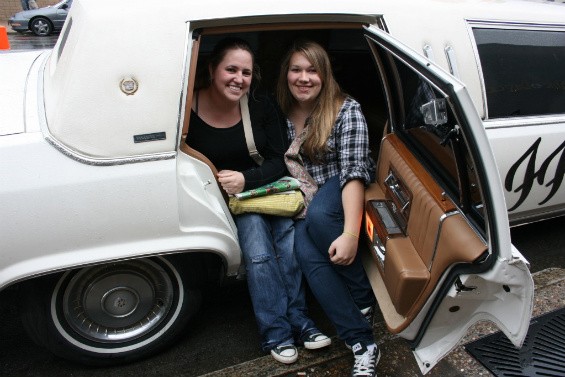 Amanda Dale and Jennifer Ellis (left to right) drove four hours to hear the new Foo Fighters record and see the limo. - Chrissy Wilmes