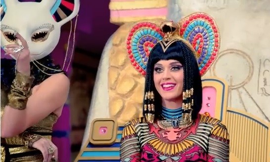 Katy Perry in the video for "Dark Horse," which includes depictions of "black magic."
