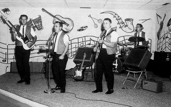 The Four Vests, a popular local band in Southern Illinois, whom George accompanied for a few performances. - Courtesy Acclaim Press