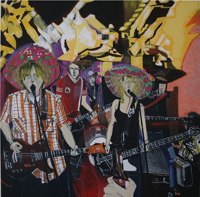 Bunnygrunt at CBGB, painting by Dana Smith