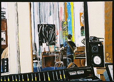 Jason Rook at Radio Penny, painting by Dana Smith