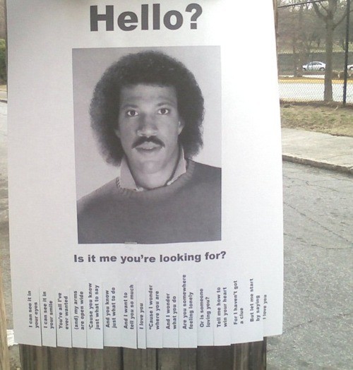 Lionel Richie Missing Person Poster = Internet Win