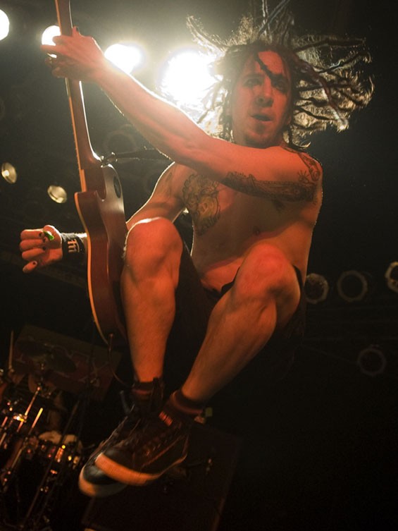 Eric Melvin of NOFX on the Pop's stage on Saturday night. See a full slideshow of NOFX at Pop's. - Photo: Jon Gitchoff