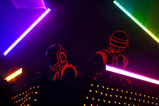 The Daft Punk impersonators last night at 2720 Cherokee. - ALL PHOTOS BY NICHOLAS ZARAGOZA FOR THE RFT.