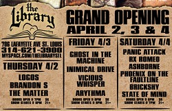 Click for a larger version of the grand opening weekend's line-up. The venue may have a soft opening as early as Friday.