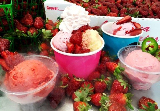 Louisiana Strawberry Nitrogen Frozen Ice Cream at Ices Plain and Fancy | Max Crask