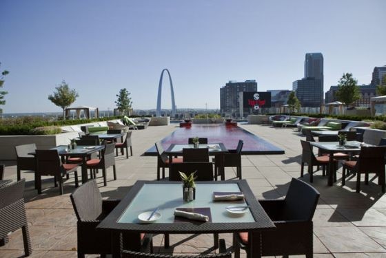 The patio at Cielo, eight stories above downtown St. Louis. - Photo by Laura Miller