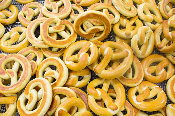 Fresh Gus' Pretzels, ready to take a dip in butter and seasonings.