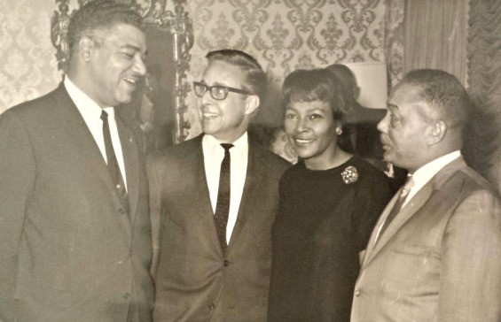 Harry and Carrie Bash, center, with civil rights leader Whitney Young (left) and William Douthit, the director of the St. Louis Urban League.