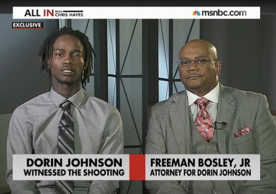 Dorian Johnson in one of his first TV interviews. - MSNBC screengrab