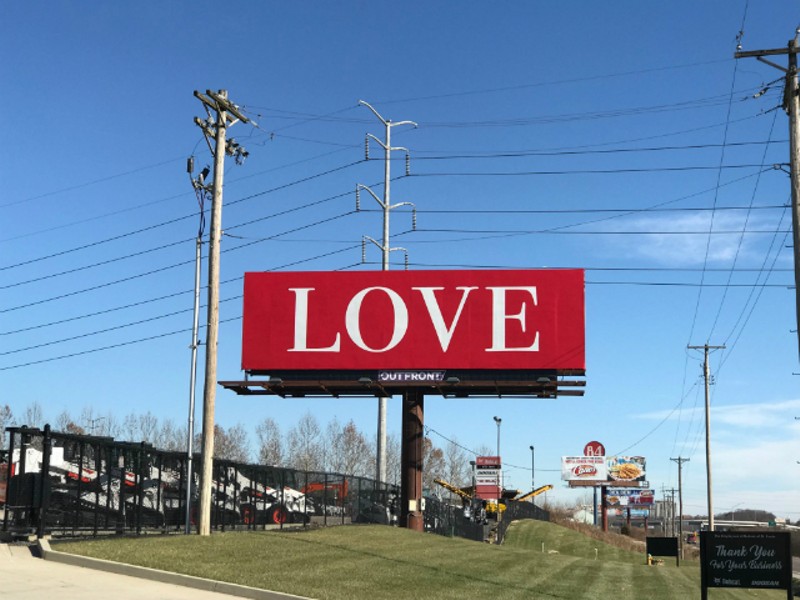 The LOVE billboard is one of seven spread across the country. - COURTESY CAROLE GLAUSER