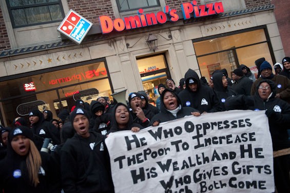 St. Louis fast food workers and their supporters have protested low wages for years. Here they are demonstrating in December 2013. - Jon Gitchoff