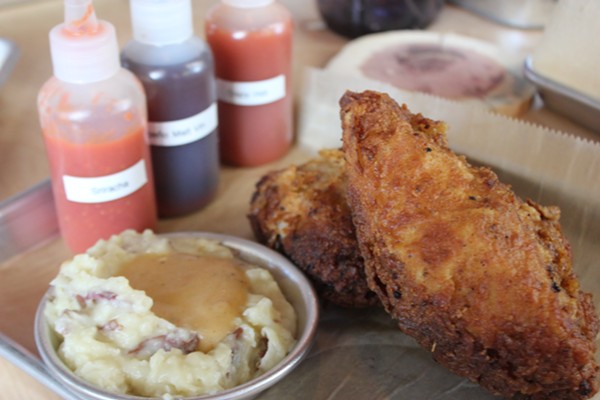 Byrd & Barrel's fried chicken is brined and cooked in a pressure fryer. - Cheryl Baehr