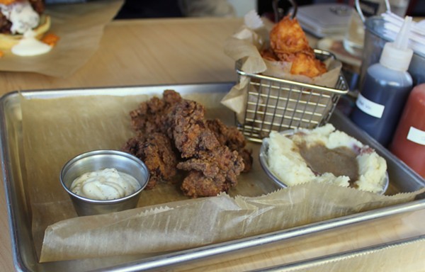 Chicken "nuggz," tots and mashed potatoes with gravy. - Photo by Lauren Milford