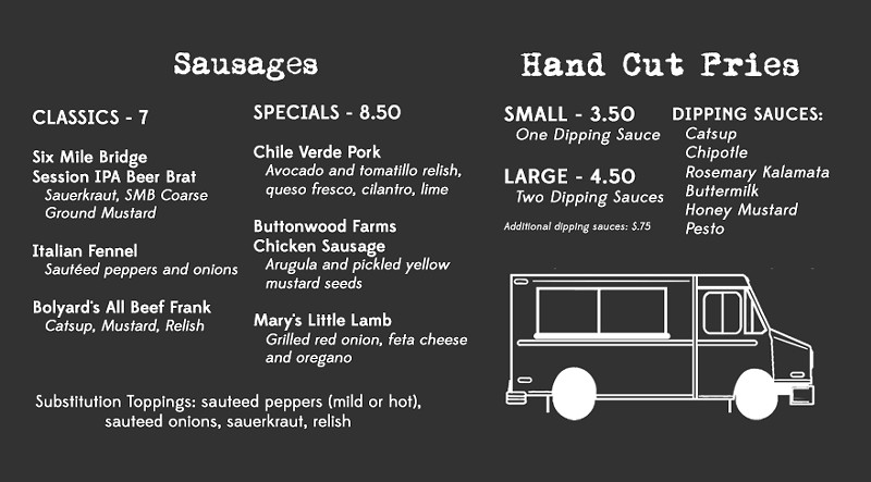 Frankly Sausages Food Truck Debuts Tonight at Six Mile Bridge Beer