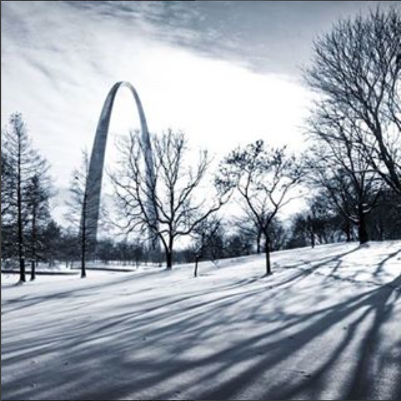 And of course, we can't forget one of your favorite St. Louis landmarks, complete with a blanket of snow. - Instagram / slps_info