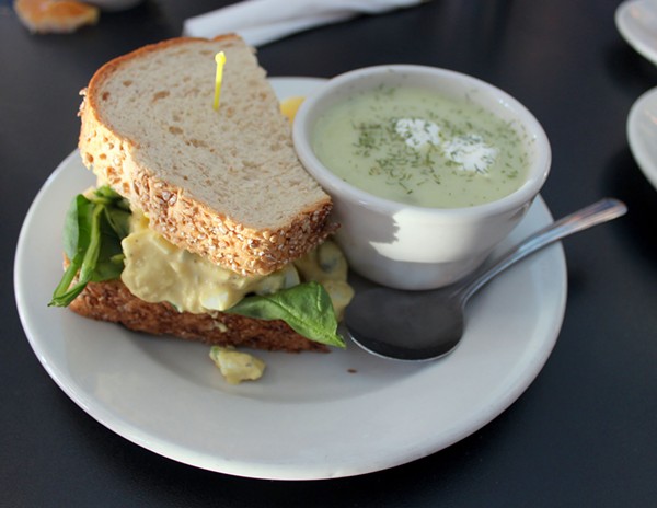 The "high hat" egg salad sandwich at the Fountain on Locust. - Photo by Lauren Milford