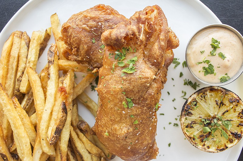 Fish 'n' chips plate with beer-battered haddock, house-cut fries and remoulade sauce. - PHOTO BY MABEL SUEN