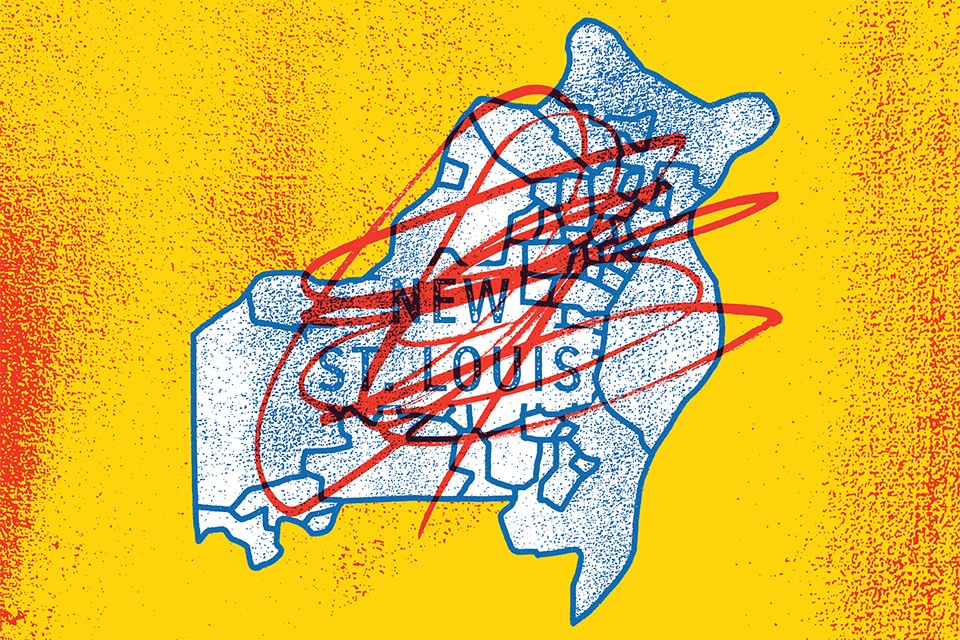 Under Better Together's proposal, the new metro city of St. Louis would grow from 66.2 miles to 588, and boast a population of 1.3 million. - ILLUSTRATION BY TYLER GROSS