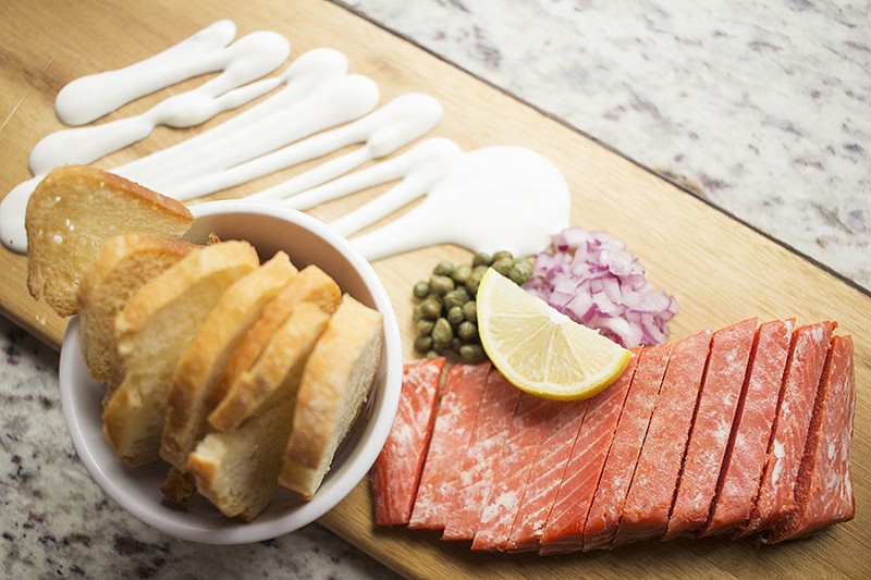 The smoked salmon plate, which features the classic trappings of smoked salmon. - PHOTO BY MABEL SUEN