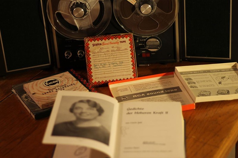 Boxes of reel-to-reel tape preserved the psychic sermons of Carrie Seib. - Courtesy of Lew Blink
