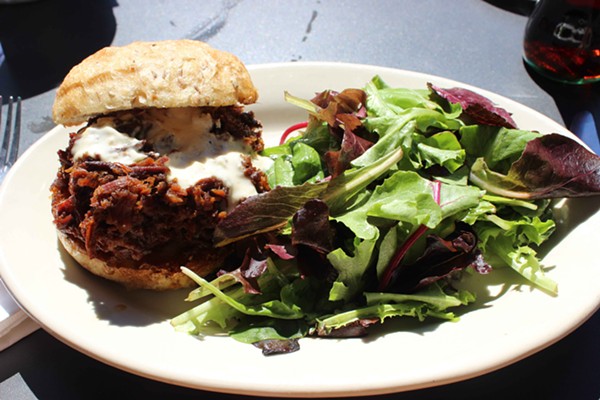 The maple-braised beef brisket sandwich with horseradish mayo. - Photo by Lauren Milford