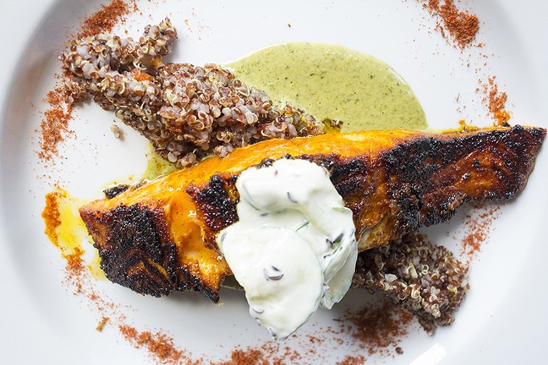The Tandoori Atlantic salmon (minus that side order of quinoa) is a great option for those on the paleo diet. - PHOTO BY MABEL SUEN