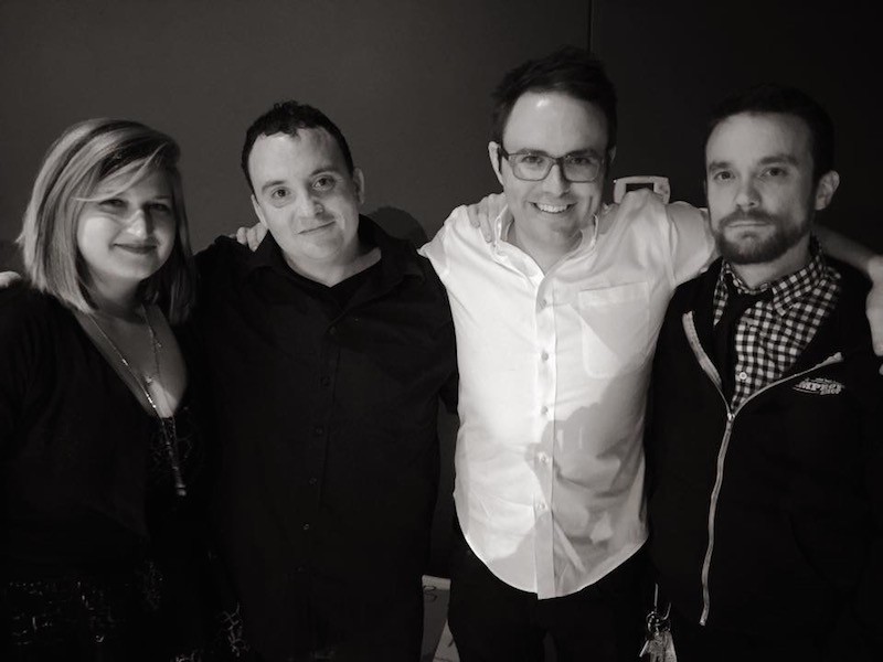 The Improv Shop founder Kevin McKernan (third from left) with, from left, colleagues Annie Niehoff (bartender/performer), John Langen (bar manager/teacher/performer) and Andy Sloey (general manager/teacher/performer). - COURTESY OF THE IMPROV SHOP