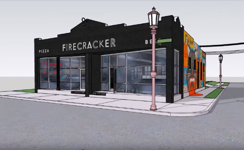 Firecracker Pizza & Beer will open in the Grove this spring. - Rendering by Nick Adams of Mademan Design