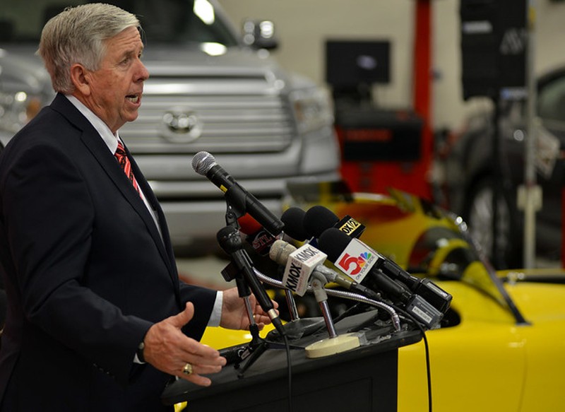 Missouri Governor Mike Parson addresses reporters in September 2018. - TOM HELLAUER