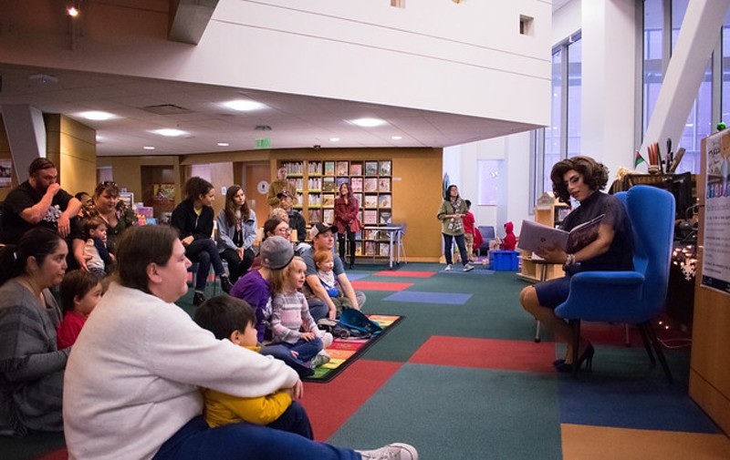Drag queen story hours have become common in libraries across the globe. - San José Public Library / Flickr