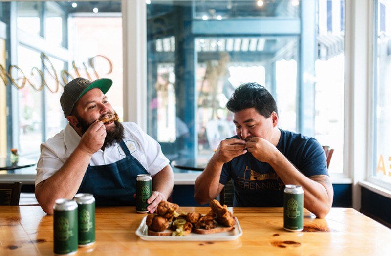 Rick Lewis, at left, of Grace Meat + Three with Perennial Artisan Ales co-founder Phil Wymore. - Spencer Pernikoff
