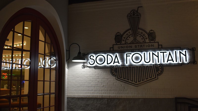 The exterior entrance to Soda Fountain. - Ella Faust