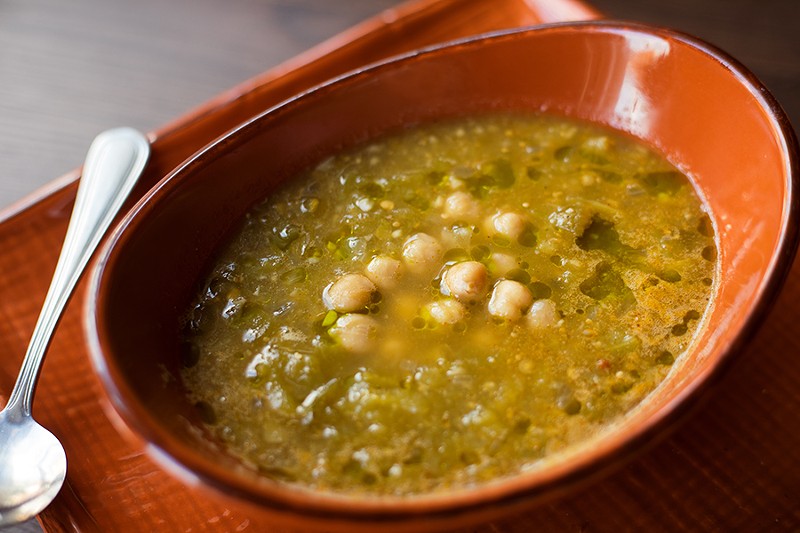 The green chili evokes the wonderful New Mexico green chile soup with a blend of poblano, anaheim and tomatillo peppers - MABEL SUEN