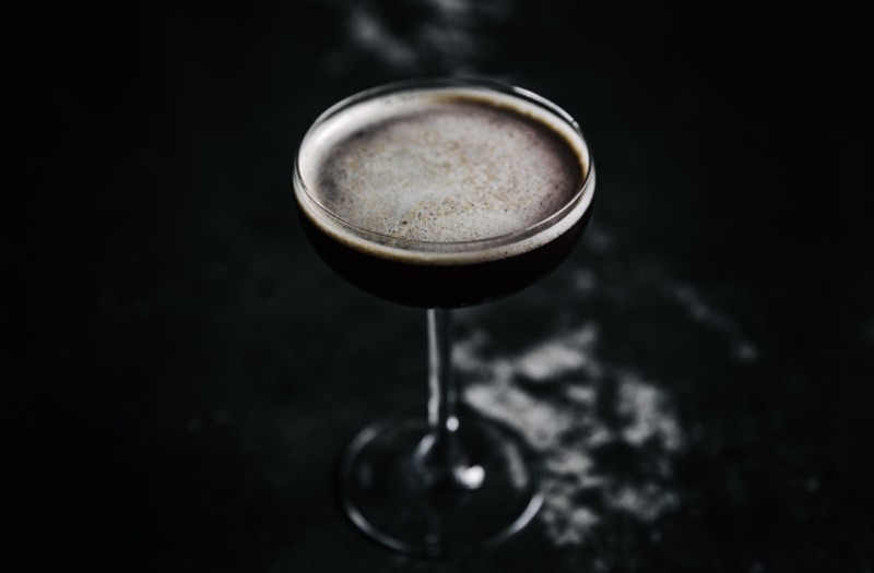 Are You Afraid of the Dark with J. Rieger & Co. gin, Averna, Curacao noir, Jamaican rum, molasses, ginger and lemon. - Andrew Trinh Photography