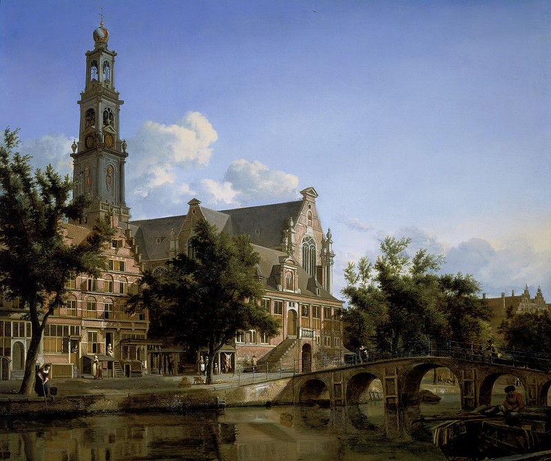 Jan van der Heyden, Dutch, 1637–1712, View of the Westerkerk, Amsterdam, about 1667–70. oil on panel. 21 × 25 1/4 inches. Promised gift of Rose-Marie and Eijk van Otterloo, in support of the Center for Netherlandish Art. Courtesy, Museum of Fine Arts, Boston.