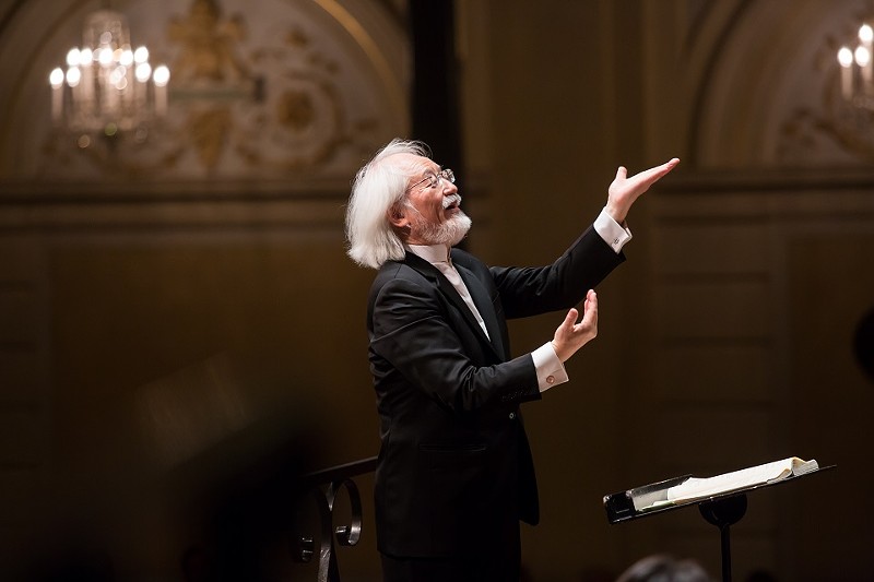 Conductor Masaaki Suzuki leads the St. Louis Symphony through Mozart's Great Mass in C Minor. - RONALD KNAPP