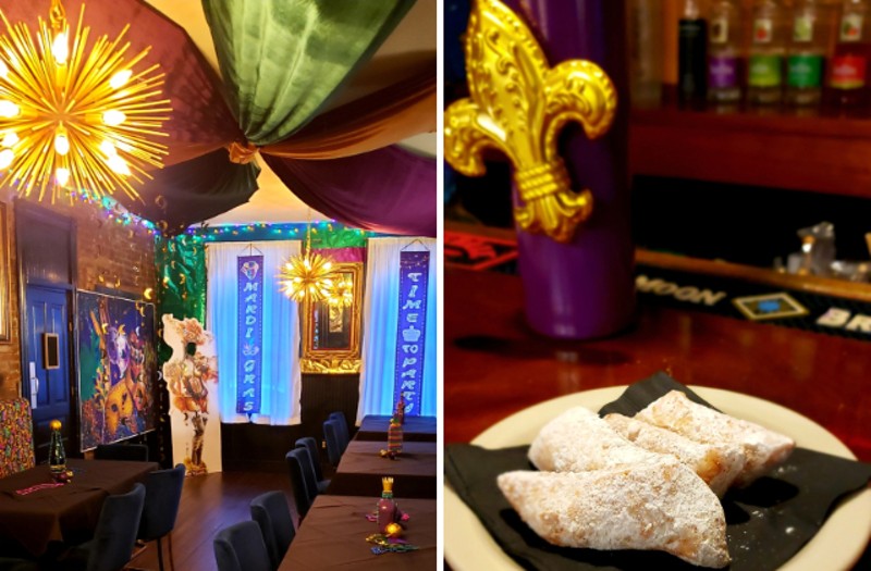 A peek inside Carnival (pictured left) and a plate of warm and fluffy beignets at the bar. - KRISTEN FARRAH
