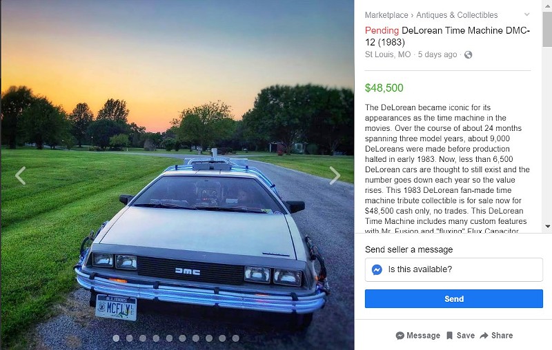McFly? You know that new car you were looking for? Well look at this! - screengrab from the Facebook Marketplace listing
