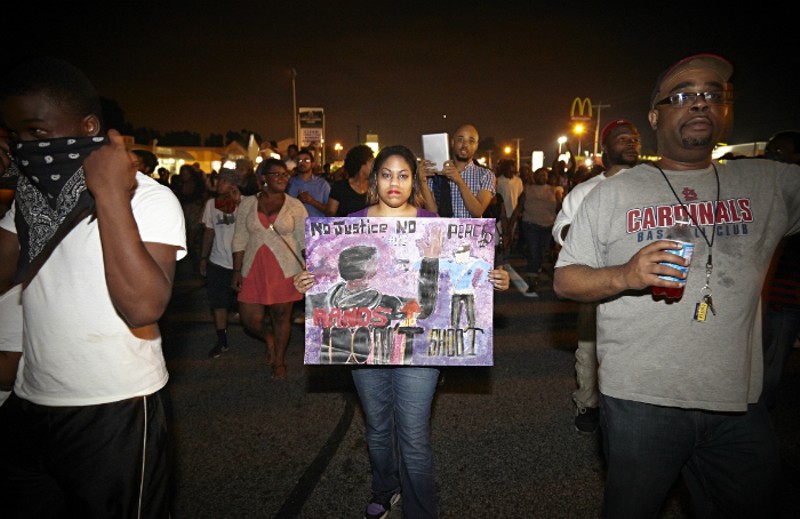 Protesters in 2014 in Ferguson. - STEVE TRUESDELL