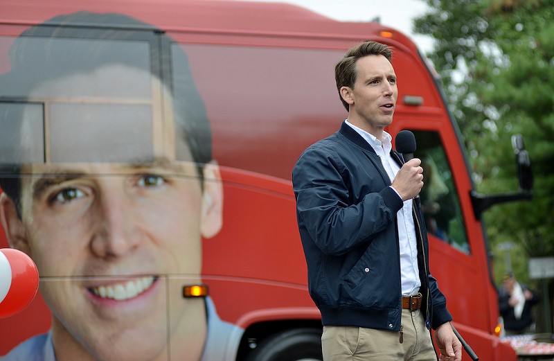 Yes, that's a blue collar Josh Hawley is wearing in that blown-up picture of his face on a campaign bus. - TOM HELLAUER