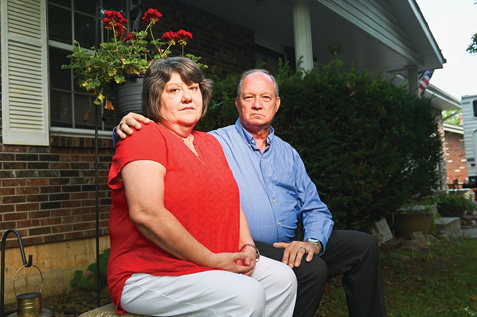 Waking up Laurie, Billy Ames’s mother, left, to tell her that her son died in the St. Francois County Jail was “the most difficult thing I’ve ever had to tell anybody in my life,” said Joe Braun, Billy’s stepdad. - MICHAEL THOMAS FOR THE MARSHALL PROJECT